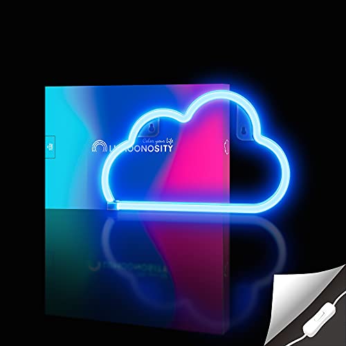 Image of Lumoonosity Cloud Neon Sign, USB Powered Blue Cloud Neon Light with On /Off Switch, Cloud Led Sign for Wall Decor, Aesthetic Hanging Neon Signs, Neon Lights for Bedroom, Living Room, Gaming Room Setup