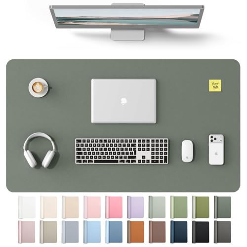 Image of YSAGi Leather Desk Protector, Office Mat, Large Mouse Mat, Non-Slip PU Leather Blotter, Laptop Desk Mat, Waterproof Writing Pad for Office and Home(Dark Green, 40 inch x 24 inch)