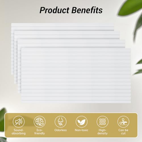 Image of TONOR Dual-Layer Thickened Acoustic Wall Panels-4 Pack 47.2 inchx23.6 inchx0.72 inch | Self Adhesive High Density Sound Proof Panels for Walls, Peel and Stick Wall Panels for Interior Wall Decor, White