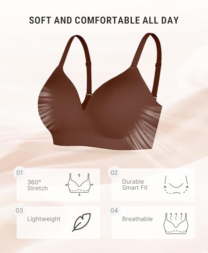 Image of FeelinGirl Wireless Supportive Bra for Women, Seamless Comfort Bralettes No Underwire Full Coverage Everyday Bras
