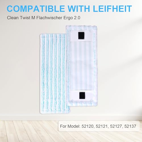 4 Stück Wischbezug für Leifheit Clean Twist M Ergo 2.0 Bodenwischer, 2 Arten Mikrofaser System Ersatzbezug für alle Böden, Effiziente Wasseraufnahme Starke Dekontamination