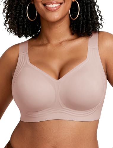 Image of Jelly Bras for Women Plus Size Minimizer No Underwire Supportive Full Coverage Wider Straps Seamless Tshirt Bra