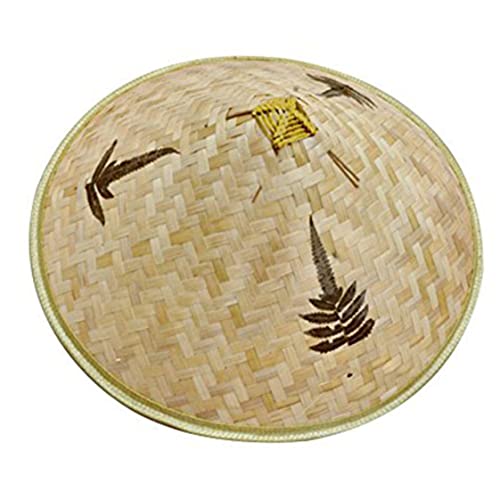 BEAHING Sombrero Oriental Chino, Sombrero de Paja Bamboo Agricultor Pescador de arroz con Sombrero de Sol de Cono vietnamita para la Agricultura de Pesca