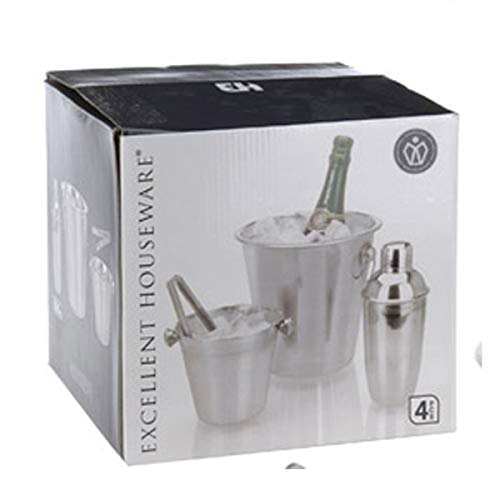 Cocktail Mixer Set Sekt Champagner Eimer Eiszange Eis Becher Stahl Zange Shaker Cover