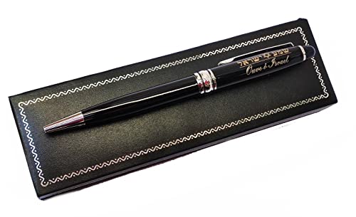 Caneta Judaica Preta C/Prata Shema Israel Com Estojo