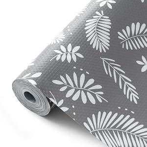 Cooyes Gray Leaf Shelf Liner Roll