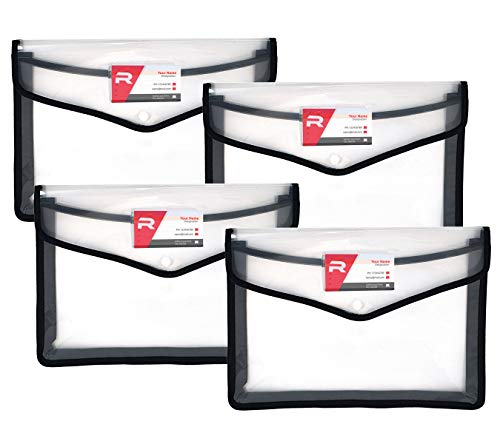 TULMAN 4 Pack A4 Size Document Organizer Transparent Project Envelope Folder with Snap Button Closure TULMAN 4 Pack A4 Size Document Organizer Transparent Project Envelope Folder with Snap Button Closure