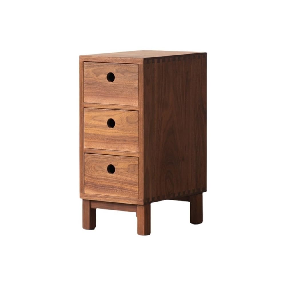 BHGFYXBS Side Tables Bedroom Three Drawer Bedside Table Black Walnut Cherry All Solid Wood Bedside Table Simple Storage Cabinet Bedside Tables