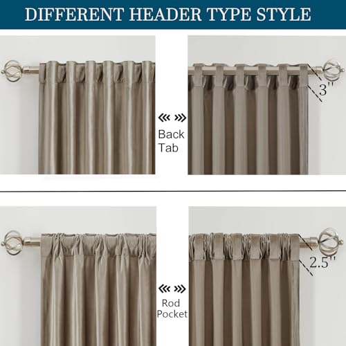 Image of PRIMROSE Taupe Curtains 96 inch for Living Room,2 Panels Velvet Drapes Blackout Rod Pocket Back Tab Window Treatment Room Darkening Decorative Thick Curtains for Bedroom