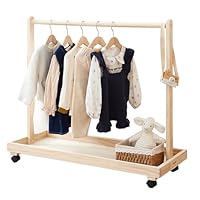 NUODWELL Baby Clothing Rack for Toddler, Pets Hanging Clothes Stand with Wheels, Children's Floor Simple Clothes Hat Rack for Storage Clothes, Dolls and Shoes (80 * 40 * 88cm)