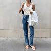 Sandalias tipo chancla FITORY para mujer, casuales y cómodas de cuero vegano, planas para playa y verano, interiores y exteriores, talla 6-11 6