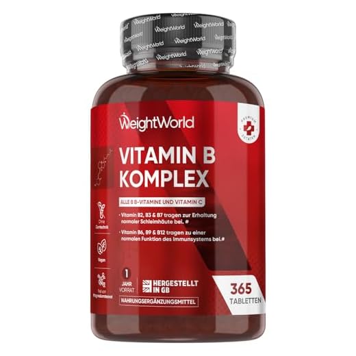 Vitamin B Komplex - 1 Jahr Vorrat - 365 Vitamin B mit Vitamin C Tabletten - Alle 8 B Vitamin B12, B1, B2, B3, B5, B6, B7, B9 - Mit Ascorbinsäure, Biotin, Folsäure - Vegane B Complex - WeightWorld