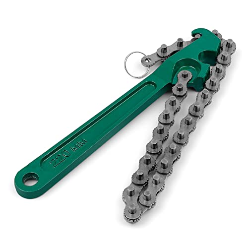MYLERCT Llave de filtro de aceite, cadena de 9 pulgadas Llave para filtro de aceite, llave para filtro de aceite ajustable, para reparación de automóviles, desmontaje mecánico, instalación mecánica