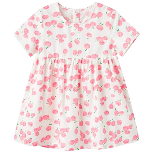 pureborn Baby Girl Dress 0-24 Months, Peach Short Sleeve, 6-9 Months