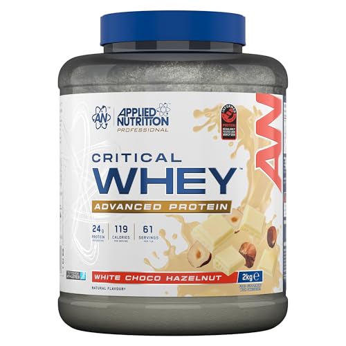 Applied Nutrition Critical Whey Protein Powder – 24g Protein per Serving, High Protein Powder, Protein Shake with BCAAs & Glutamine Packaging May Vary (2Kg - 61 Servings) (White Choco Hazelnut)