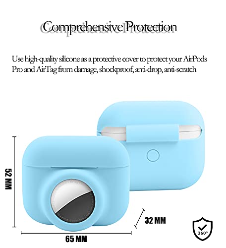 2 In 1 Protective Skin Case Compatible For Airpods Pro And Airtag Case Combo Set, Silicone Gps Tracker Cover Holder, Soft Shock-Proof Anti-Scratch Anti-Lost(Blue) #TOP1