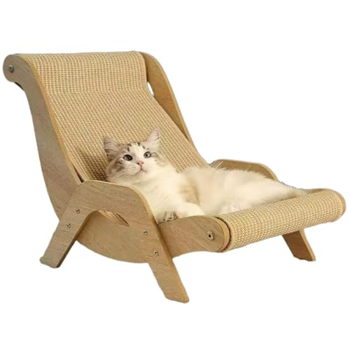 猫 ベッド ハンモック 猫用ラタン編みクールソファ 木製フレーム 通気性 快適 天然素材 涼しい 通気性 猫用 犬用ハウス お手入れ簡単 ペット休憩所 遊び場 四季通用 オールシーズン適用 屋内&屋外 (クールマットスタイル)