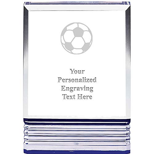 Crown Awards Engraved Soccer Ball Custom Trophy - 7" Blue Rockwell Acrylic Award Soccer Ball Tinted Blue Custom Trophy Award with Free Personalization