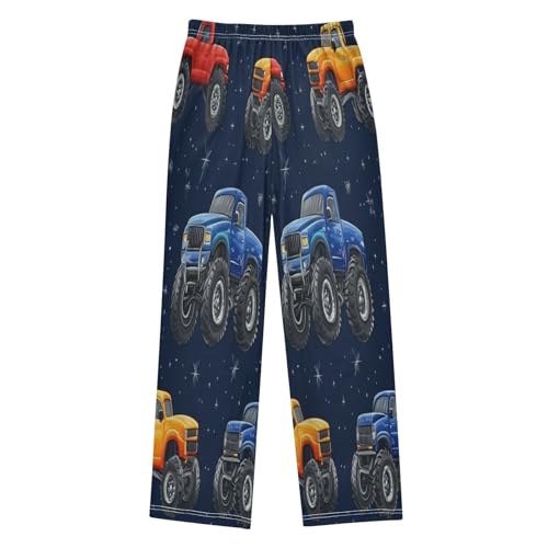 Cartoon Monster Trucks Blue Star Pajama Lounge Pants with Pockets Sleepwear Soft Elastic Waist PJ Bottoms 6-14 Years2