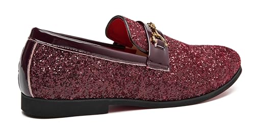 Image of Men Loafer Metallic Textured Slip-on Glitter Sequins Fashion Wedding Dress Shoes Golden