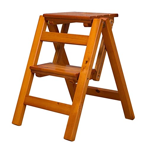 Taburete plegable, escalera de madera de 2 escalones para cocina, escalera portátil, ideal para banco de zapatos y estante para flores