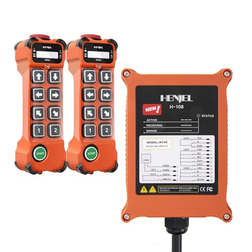 8 Channel Button Wireless Crane Remote Control Industrial Radio Controller 2 Transmitters and Receiver H108 12-65V