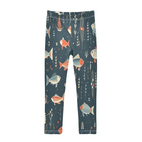 Bolaz Toddler Girls Leggings Printed Yoga Pants Leggings Blue Orange Fish for Kids