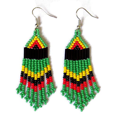 African-Zulu-beaded-earrings-Chandelier-NEW-DESIGN-Rasta-colours