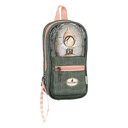 safta 411913747 Plumier mochila 4 estuches llenos, 33 piezas, escolar Santoro, MS Multicolor