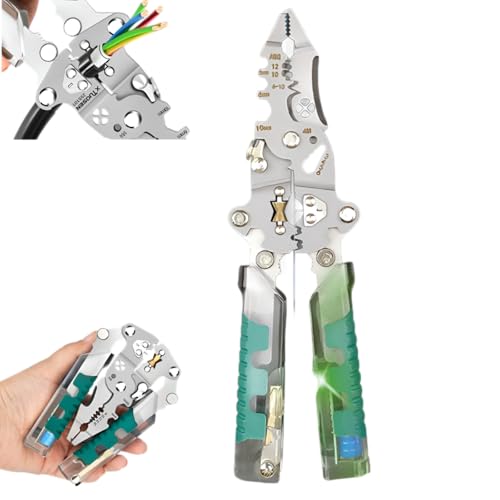 [mocoly]【18-in-1 2026年モデル】折りたたみ多機能ワイヤーストリッパー 電工ペンチ ドイツ製 ワイヤーストリッパー 耐摩耗鋼製 JIS規格絶縁 カッター/ツイスター一体型 電線クリンパー コンパクト収納 電気工事/DIY修理用