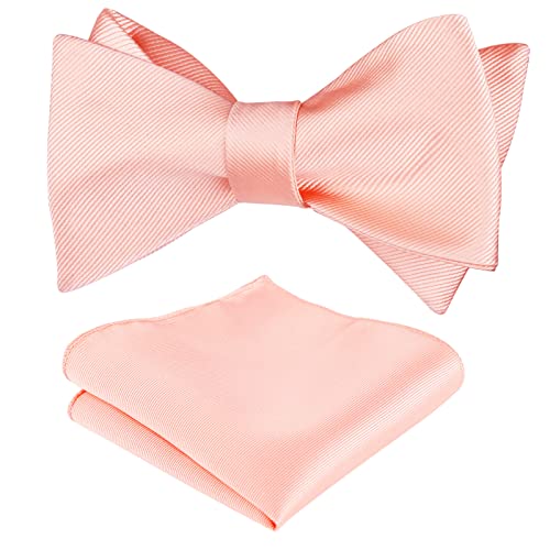 Image of Alizeal Mens 2pcs Solid Self-tied Bow Tie Set | Alizeal Mens 2pcs Self-tied Solid /Animal Bow Tie and Pocket Square Set Perfect for Wedding Business Formal Events