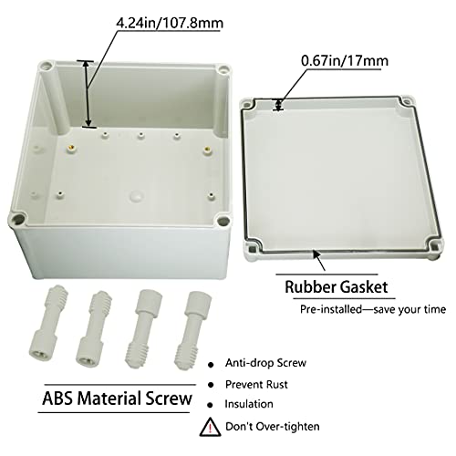 Zulkit Junction Box Abs Plastic Dustproof Waterproof Ip67 Junction Boxes Universal Electrical Project Enclosure Durable Diy Electronic Project Box Grey 7.87 X 7.87 X 5.12 Inch (200 X 200 X 130 Mm) #TOP2