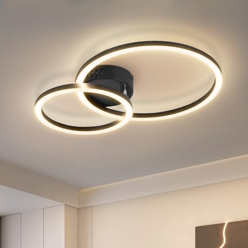 Homefire lampa sufitowa LED, do salonu, 40 cm - 23 W, lampa kuchenna, 3000K, ciepła biel, nowoczesna lampa do salonu, lampa do sypialni, 2-pierścieniowe, design, oświetlenie sufitowe do kuchni