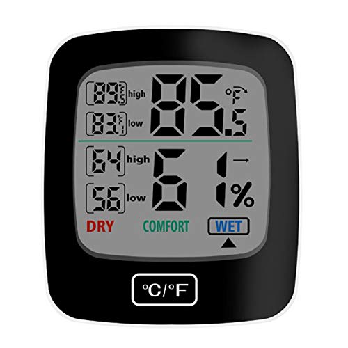 Nrpfell Household Large Screen Thermo-Hygrometer with On-Screen Display Electronic Thermo-Hygrometer Black