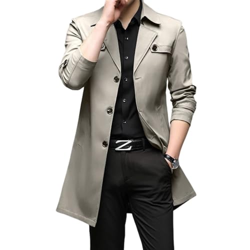 [RAMEMO] トレンチコート 薄手 メンズ スプリングコート シンプル お洒落 コート 男性用 アウター 紳士服 ビジネス カジュアル ハーフ丈 ジャケット スリム 春 秋 アウター トップス 薄手 防風 大きいサイズ コーヒー M