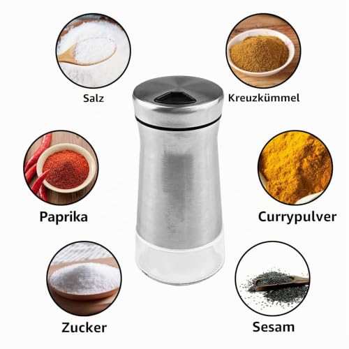 Foto von Relota 2 stück 120ml Gewürzgläser, Poröse Gewürzdosen Glas mit Drehbare
