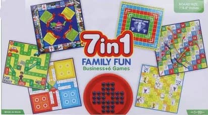 Mahi Enterprise® 7 in 1 Family Board Game|Board Size: 6.5 Inches * 6.5 Inches & 8 Inches * 8 Inches|Brainvita,Ludo,Snakes & Ladders,Business,Car Rally,Diamond Mine,Cricket