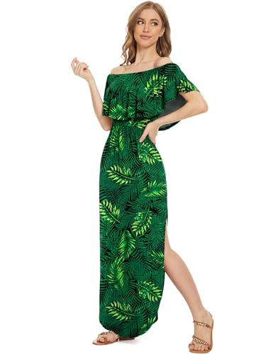 Image of LILBETTER Womens Off The Shoulder Ruffle Party Dresses Side Split Beach Maxi Dress