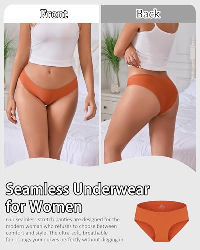 Image of OJCNBV Seamless Underwear for Women No Show Panties Invisibles Briefs Soft Stretch Bikini Underwears 6 Pack