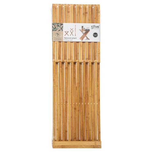 Taburete auxiliar plegable de bambú de la marca 5five para hogar 6