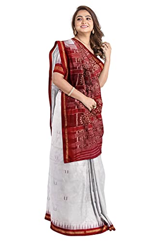 Image of Odisha Sambalpuri Handloom Ikat Women's Cotton Saree, Odisha Handloom Handmade Pure Cotton Khandua Saree, Ikkat Orissa Traditional Handloom Saree Without Blouse