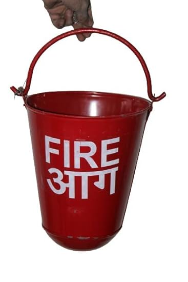 Fire Bucket Alloy Steel Iron Safety Fire Bucket for Fireplace Burning Wood Indoor Outdoor Ashes Carrier Container 9L Red Color (Pack of 4