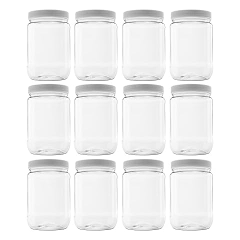 CLEARVIEW 1 Quart Plastic Jar - 12 Pack | Containers and Organization (32 Ounce Jar) Cover