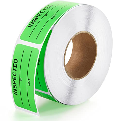 Gersoniel 1 x 2.25 Inch Quality Control Inventory Labels Will Not Fade 600 Pcs by Rectangle Labels Fluorescent Green Adhesive Stickers for Handling Shipping Warehouse Inventory Control(4 Rolls)