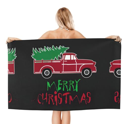 Serviette de plage voiture rouge de Noël en microfibre compacte