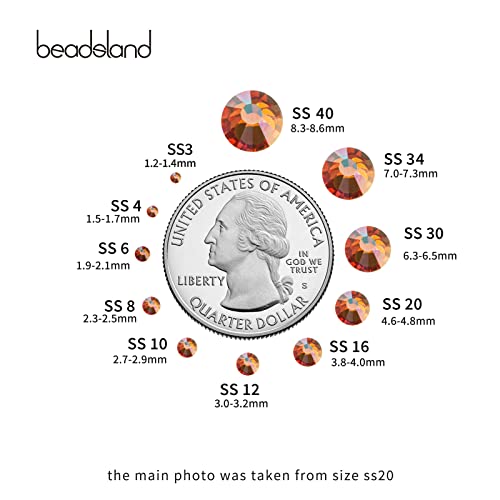 image for Beadsland 1440 Pieces Flat Back Crystal Rhinestones Round Gems,Amber,S