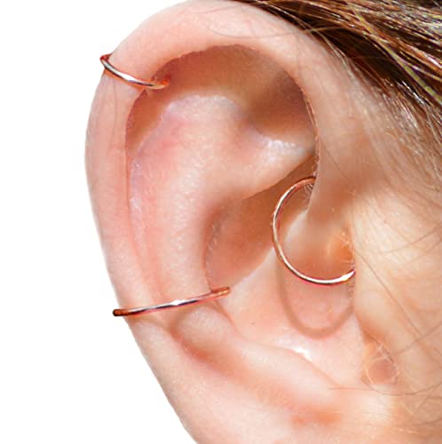 Rose Gold Hoop Earrings Rose Gold 14K Mini 14K Rose Gold Filled Daith Rose Gold Cartilage Ring Helix Conch Nose Tragus Septum Orbital Earring Hoop Sleeper Tiny Small Rose Gold Hoop Earrings For Women #TOP29