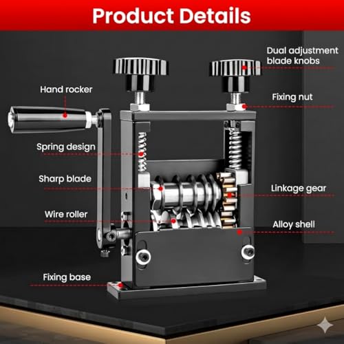 Image of Wire Stripper Machine 6-in-1 Wire Stripping Tool with Hand Crank, 6 Channels & 5 Blades for 0.06 inch-0.65 inch (3-17mm) Scrap Copper Wire Peeler & Recycling (BLACK)