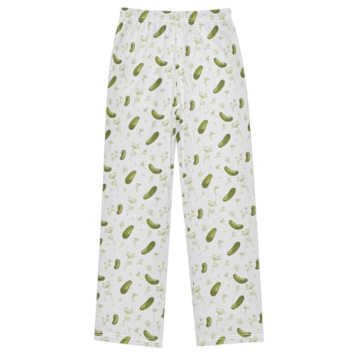 Pfrewn Pajama Pants Seasoning Pickles Cucumber Casual Lounge PJ Bottoms with Pockets, M