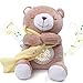 Umitive Aide au Sommeil pour Bébé, Ours Peluche Musicale Lavable with 15 Berceuses Apaisants Bruit Blanc, 3 Effets Lumineux Projecteur Veilleuse et Minuterie Automatique pour Poussettes ou Lit Bébé
